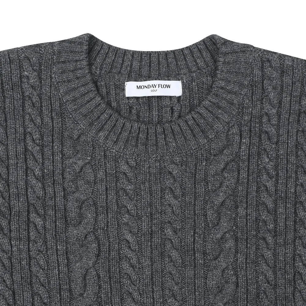 Monday Flow Side open knit vest - Gray