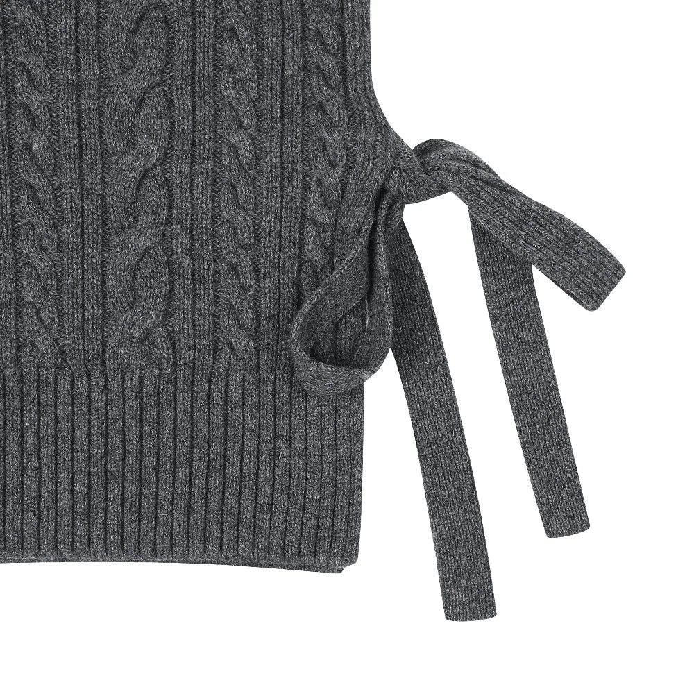 Monday Flow Side open knit vest - Gray