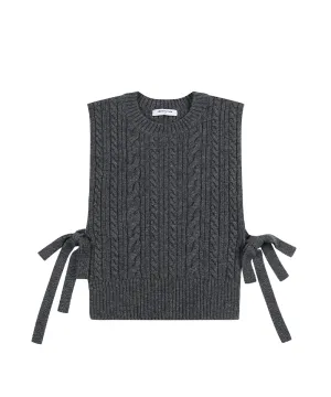 Monday Flow Side open knit vest - Gray