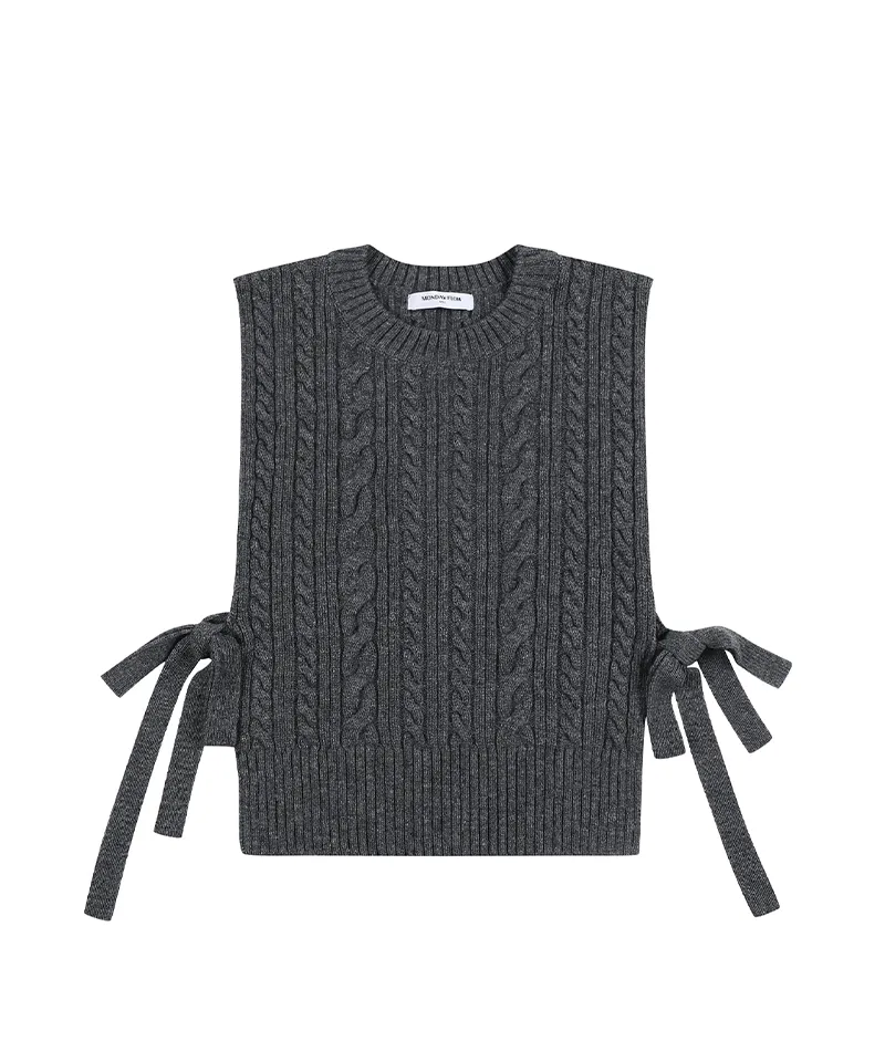 Monday Flow Side open knit vest - Gray