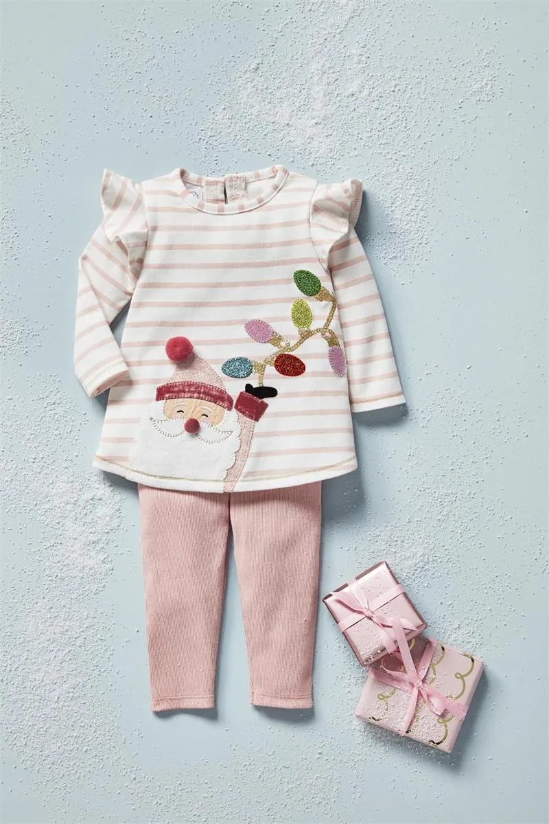 Mud Pie Pink Santa Tunic & Legging Set