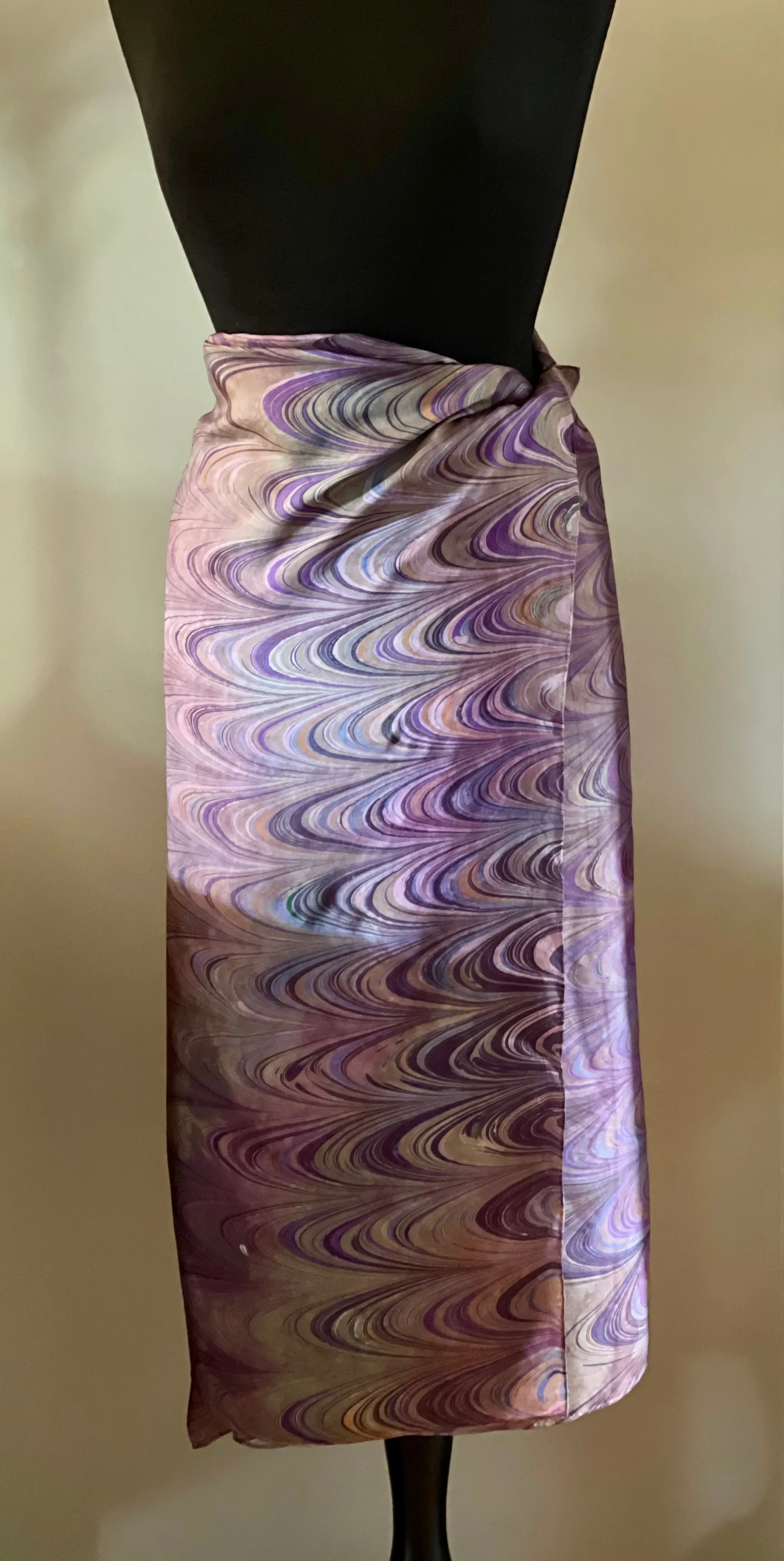 Multi dyed mauve comb Habotai Silk 35x57 Sarong Wrap