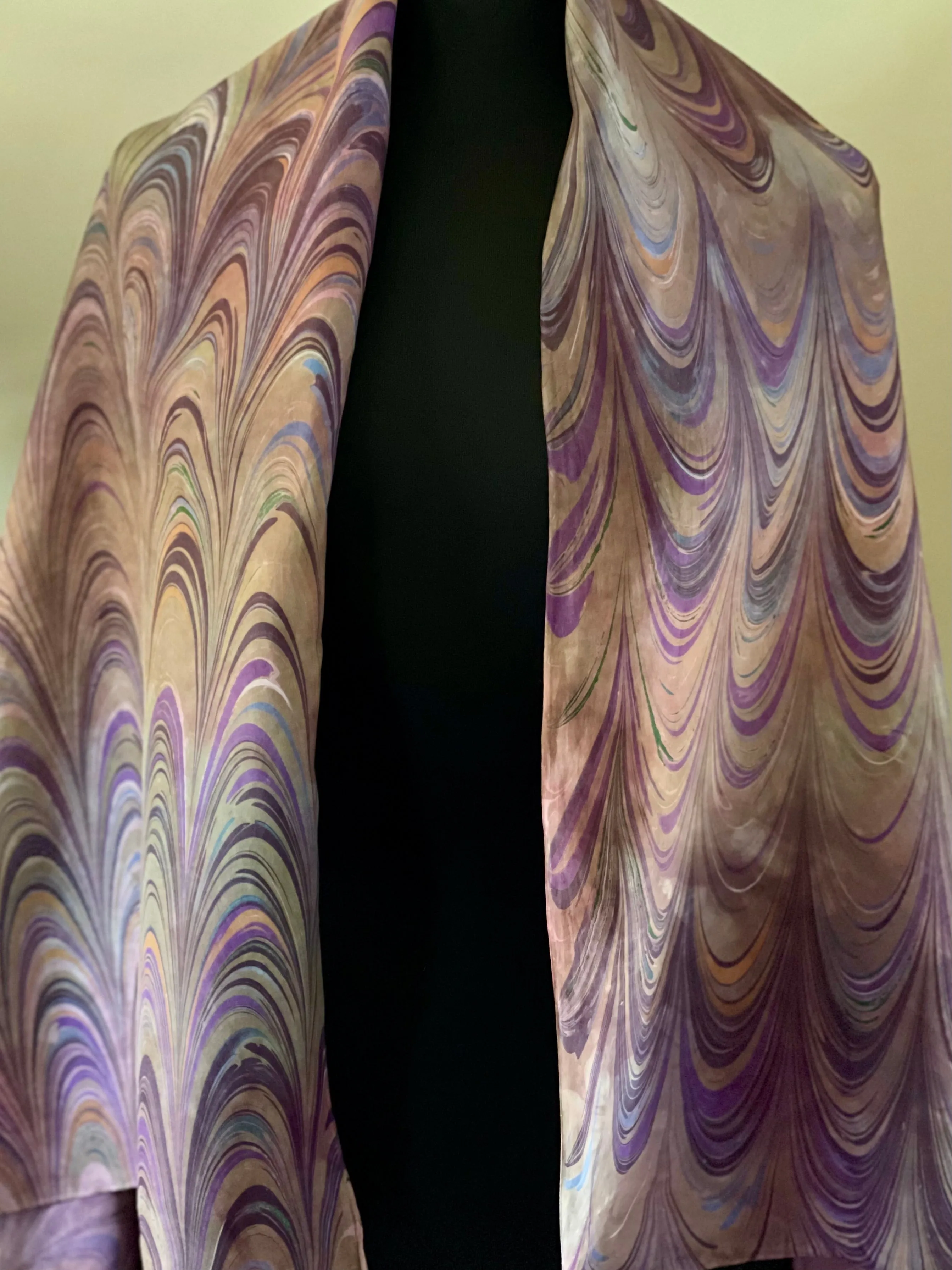 Multi dyed mauve comb Habotai Silk 35x57 Sarong Wrap