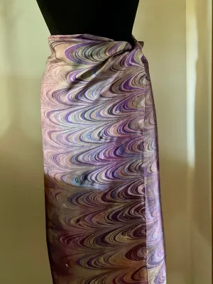 Multi dyed mauve comb Habotai Silk 35x57 Sarong Wrap