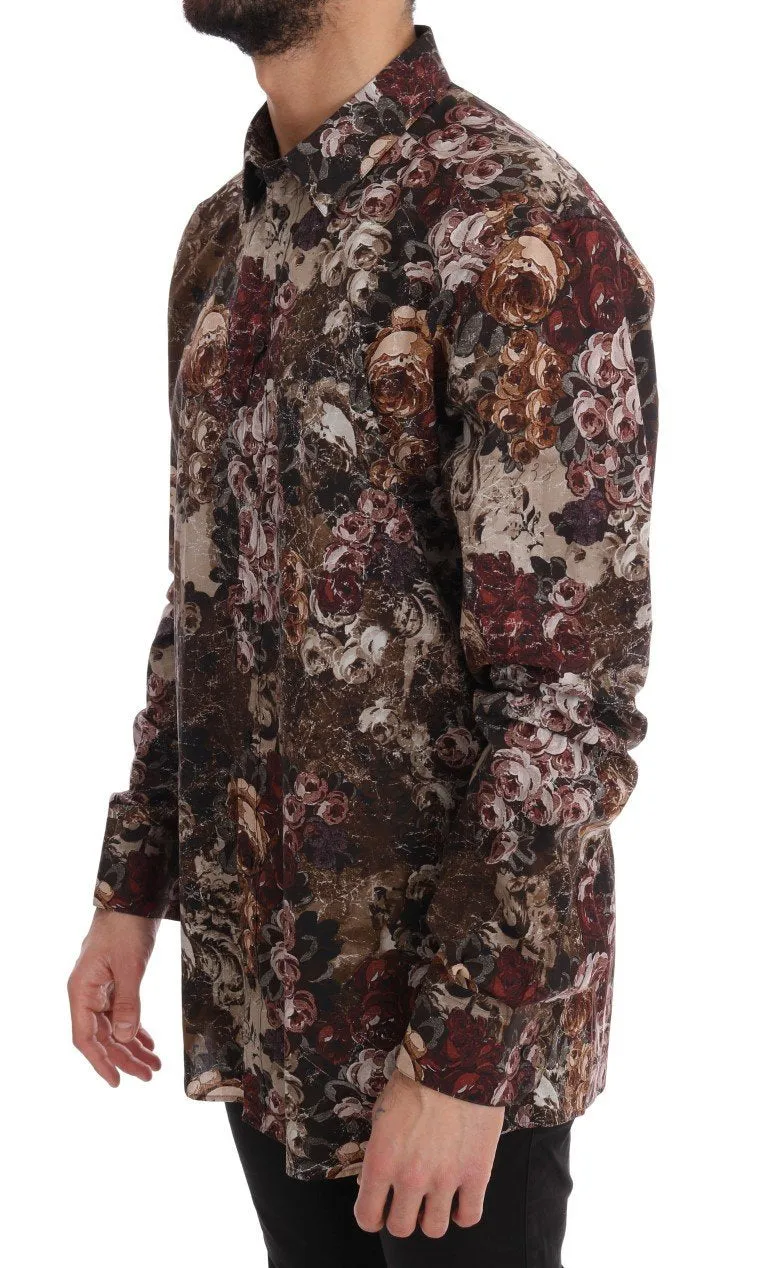 Multicolor Roses GOLD Slim Fit Shirt