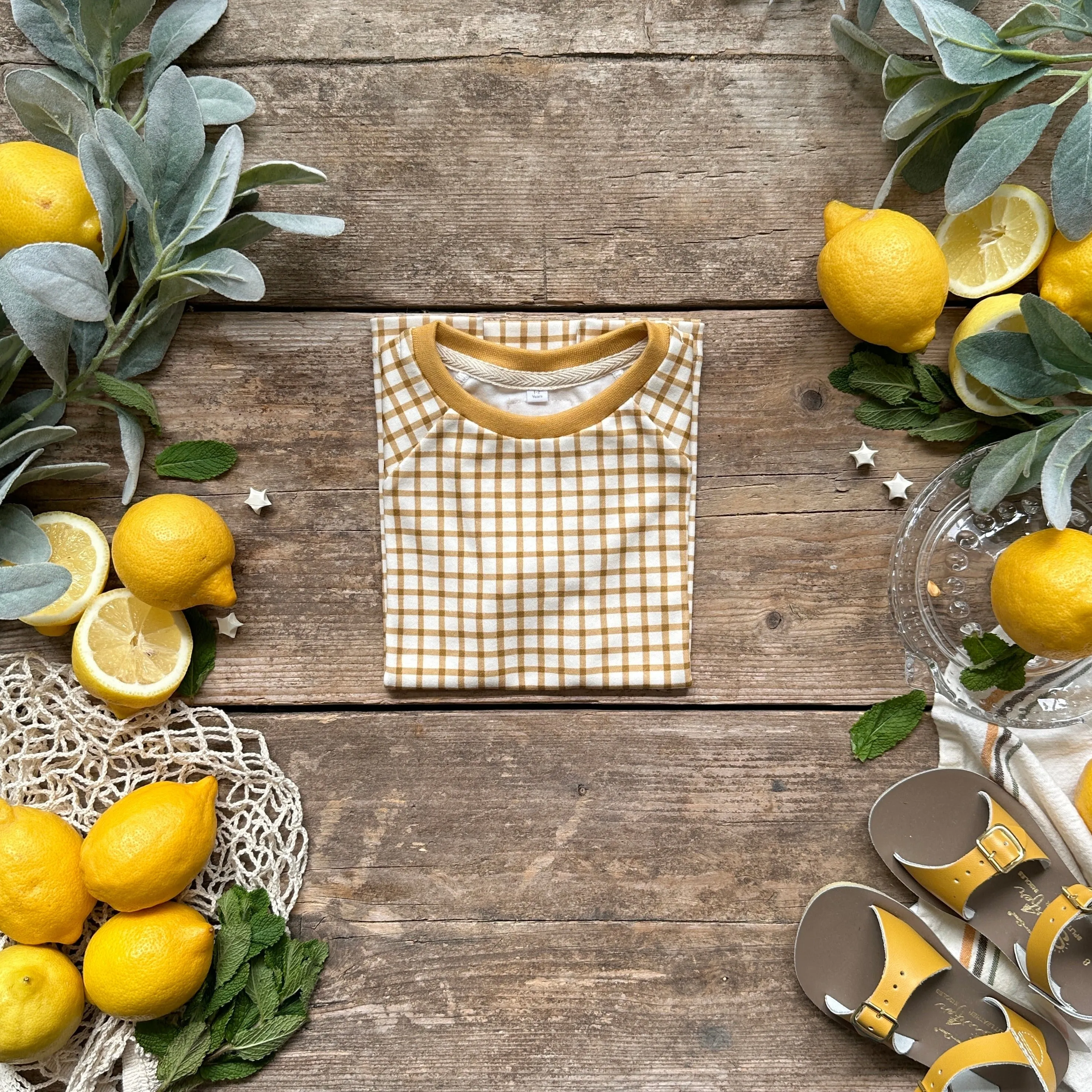 Mustard Gingham Long Top