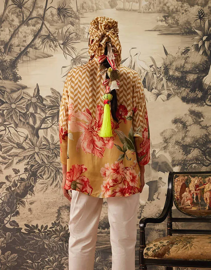 Mustard printed shirt tunic