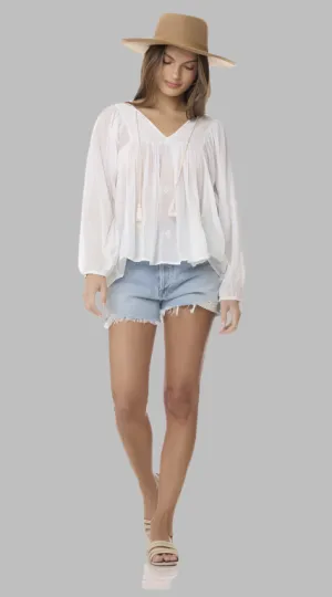 Mylene Embroidered Tunic Long Sleeves Natural