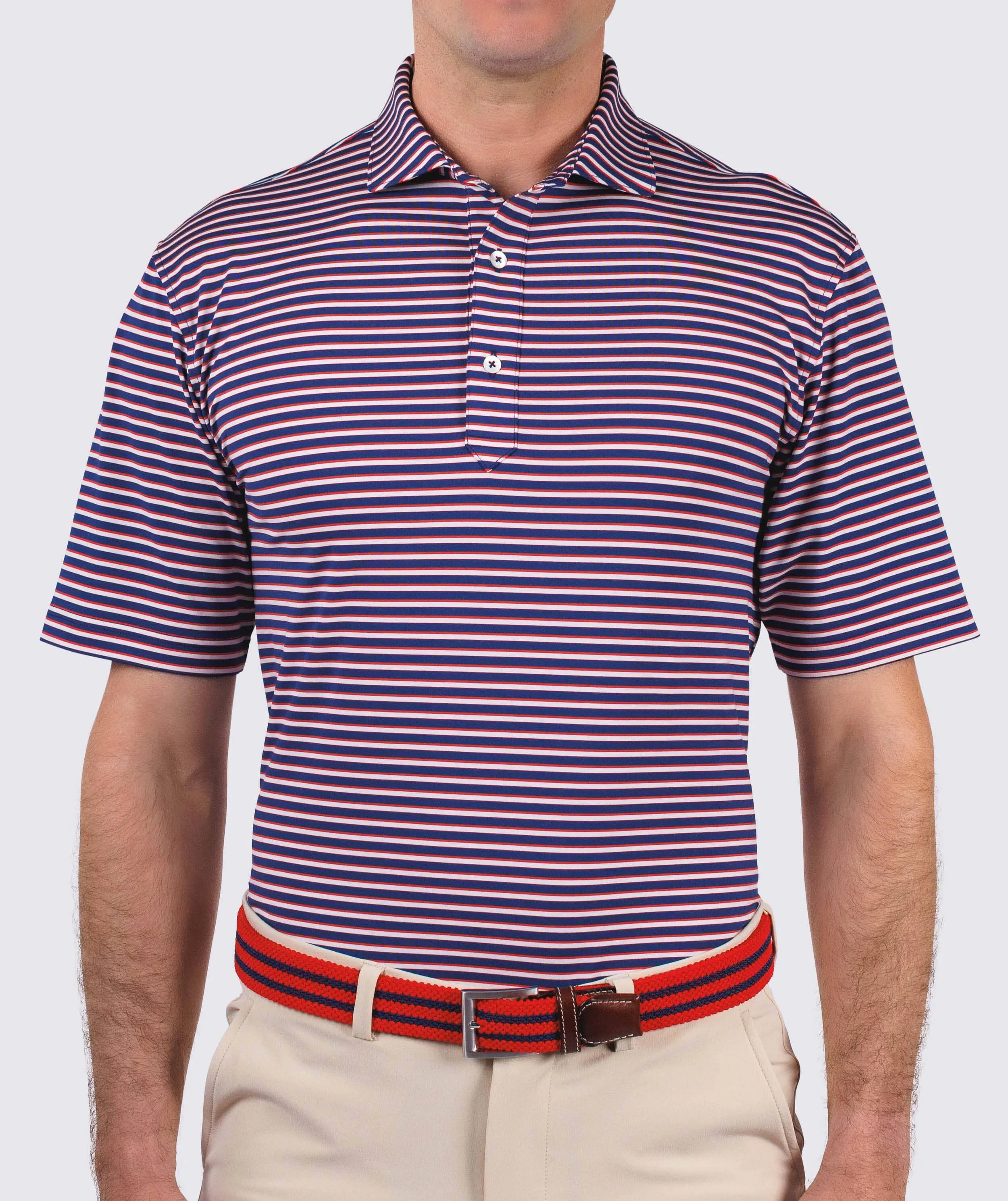 Navy/Vintage Red Sherman Performance Polo