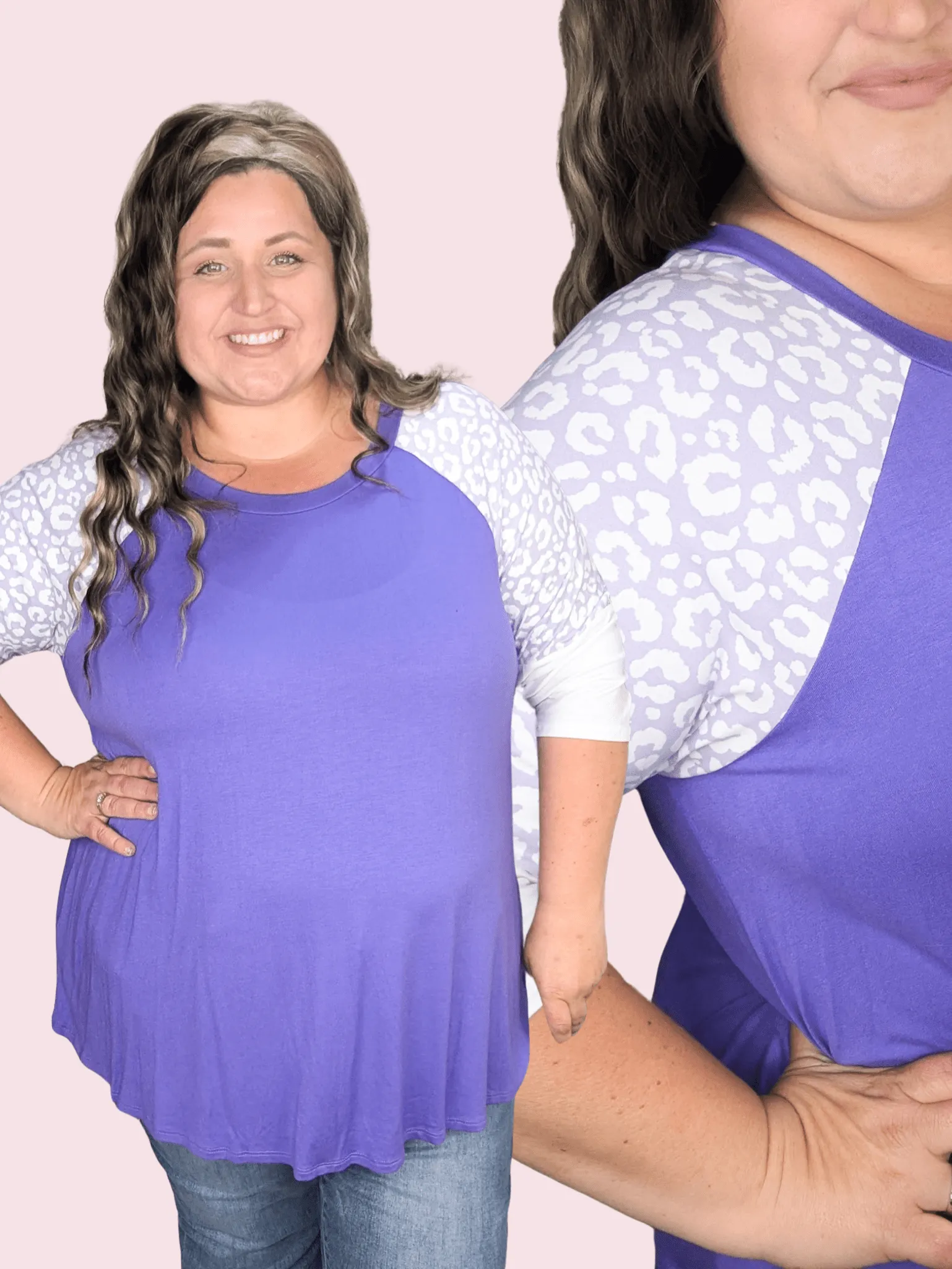 Nell Animal Pop Raglan Tunic in Purples