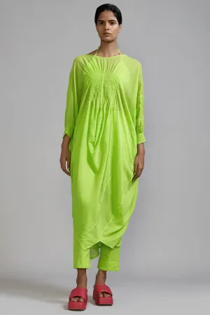 Neon Green Cotton Cowl Tunic
