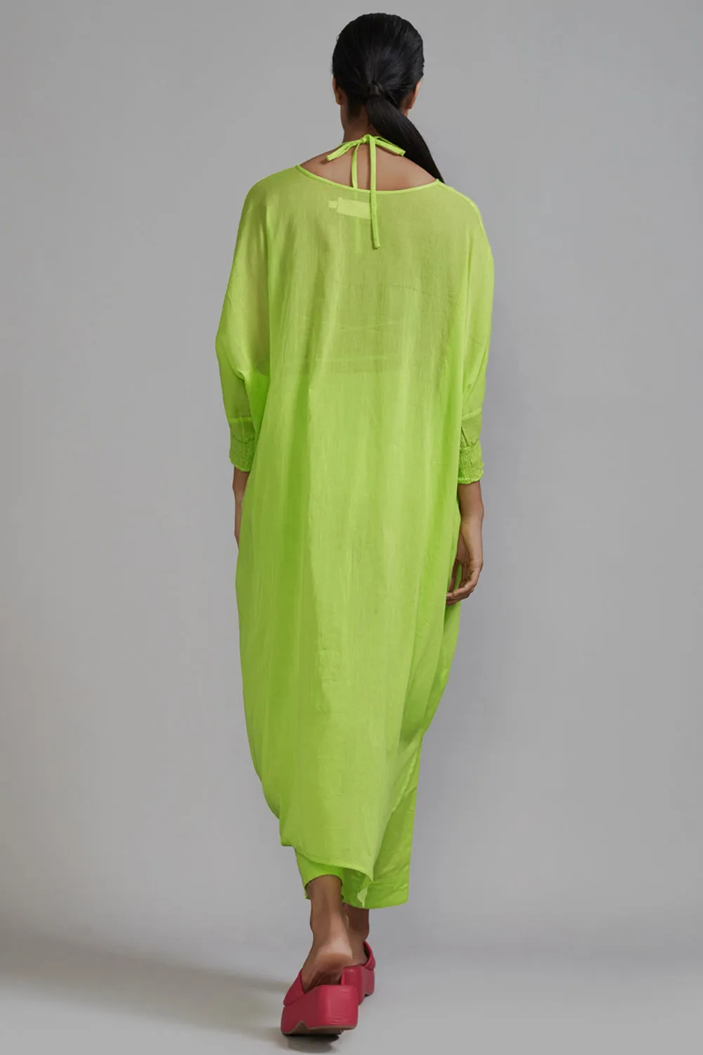 Neon Green Cotton Cowl Tunic