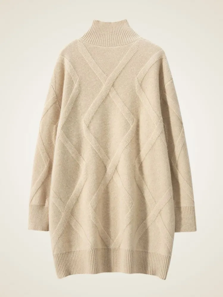 Nerina - Diamond Knit Cashmere Turtleneck