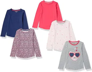 New Amazon Essentials Girls Girls' 5-Pack Long Sleeve Cotton Fashion Tees, Sz L (10)! Retails $55 