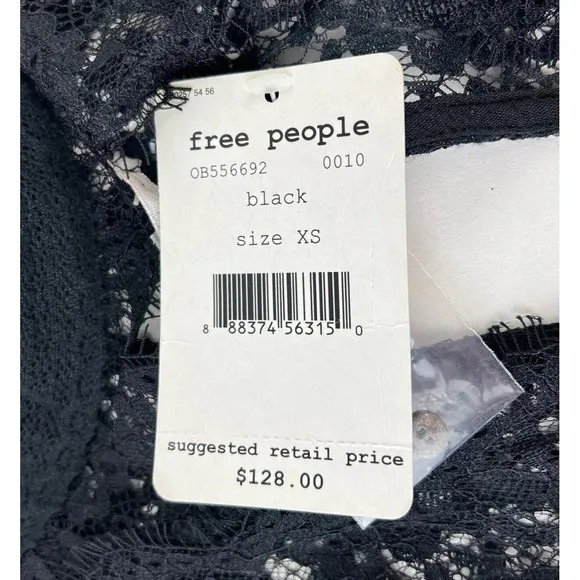 New Free People Womens Tell Tale Cutout Lace Long Sleeve Tunic Dress Black Sz XS