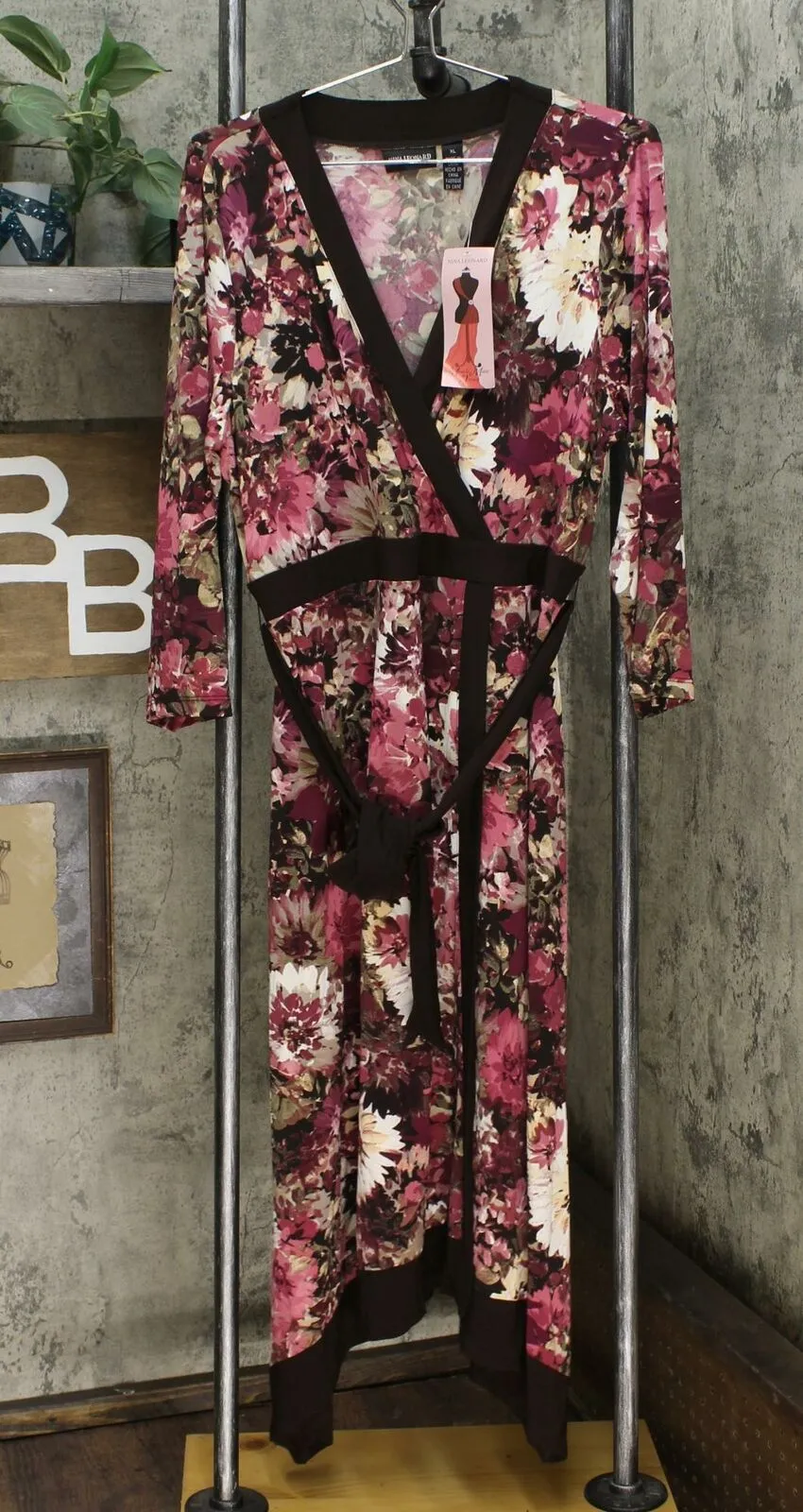 Nina Leonard Women's Printed Miracle Matte Jersey Faux Wrap Dress
