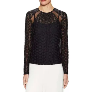 Norah Long Sleeve Embroidered Top - Meteorite