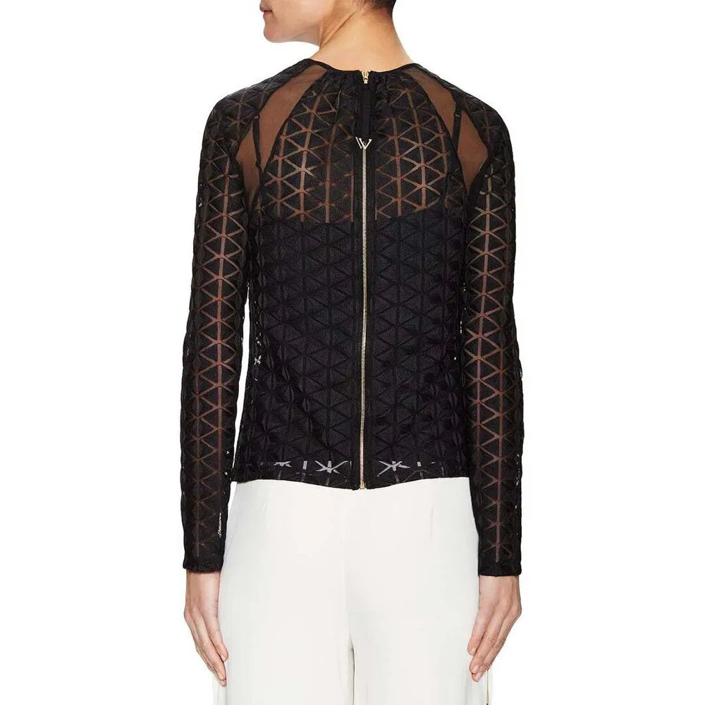 Norah Long Sleeve Embroidered Top - Meteorite