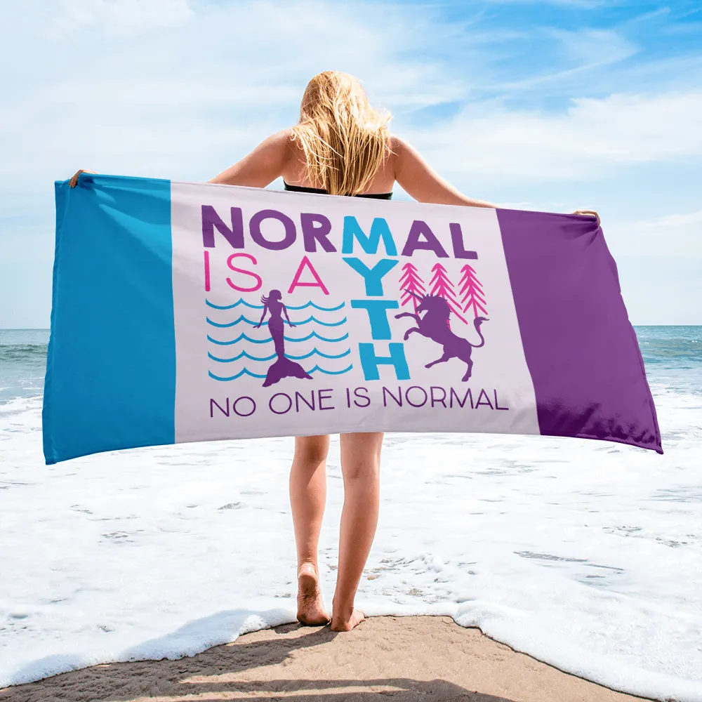 Normal is a Myth (Mermaid & Unicorn) Beach Towel
