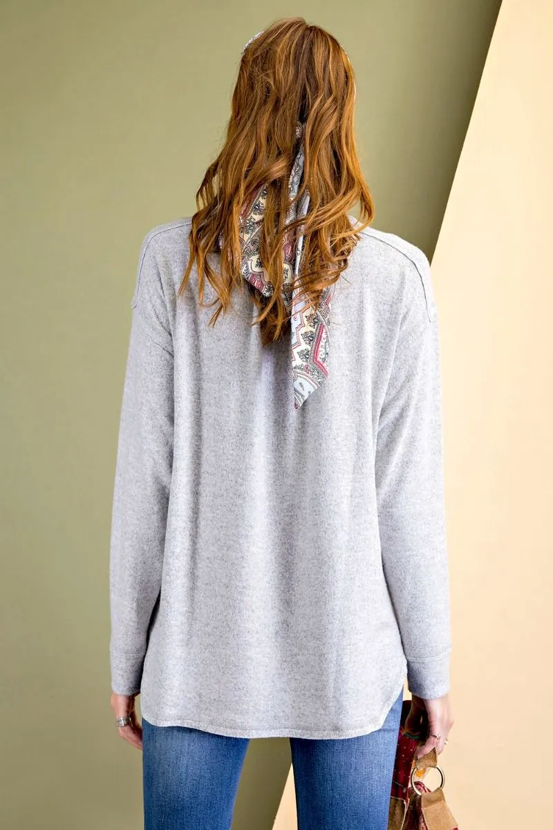 Not Your Basic Henley Brushed Top