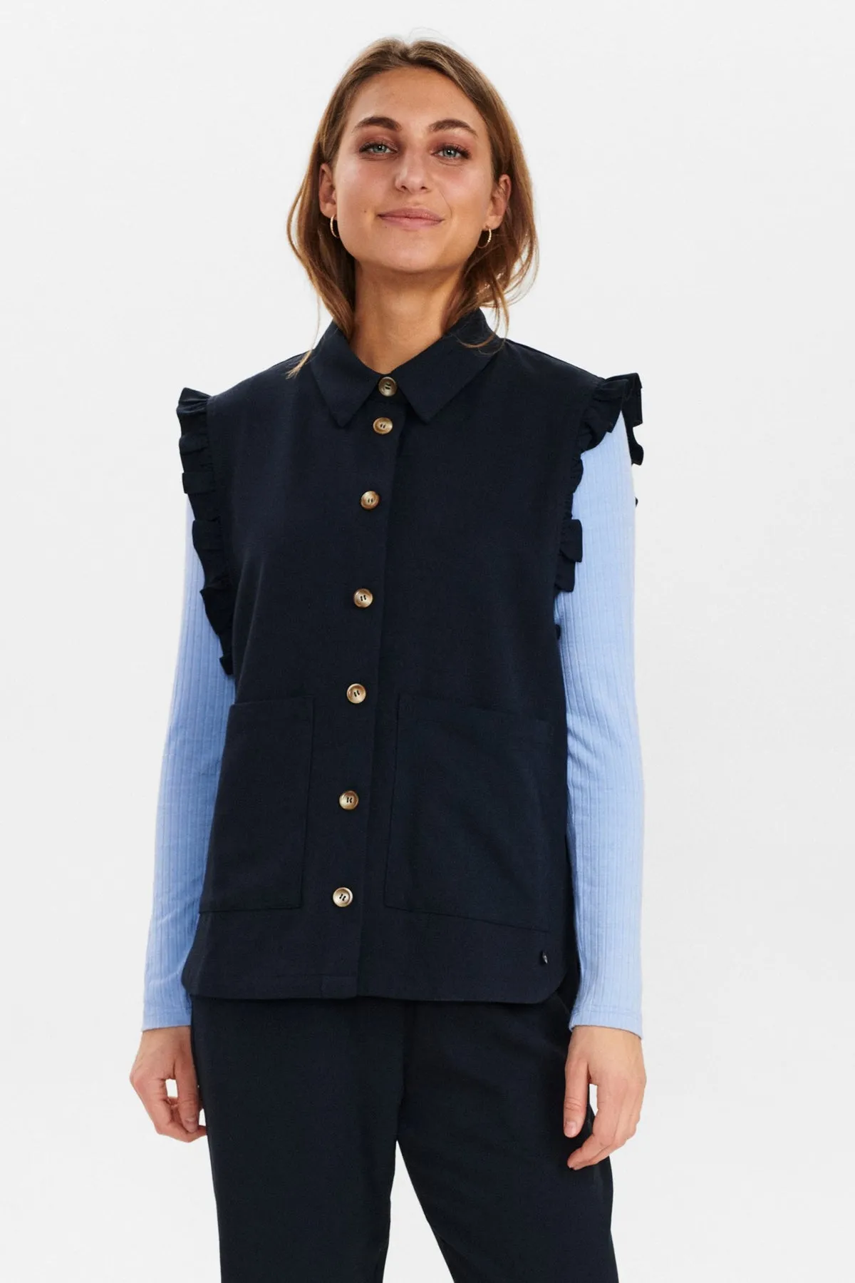 Numph Wolly Vest in Dark Sapphire NUWOLLY
