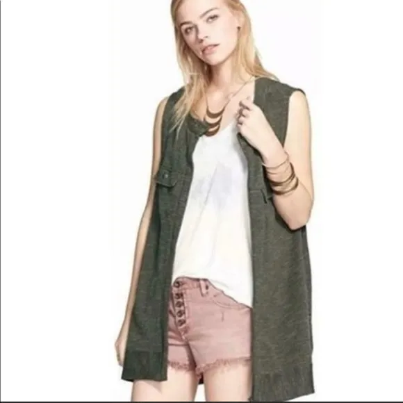 NWOT Free People Military Green Highway Vest Jacket size S