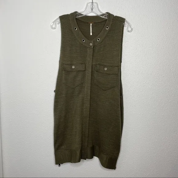 NWOT Free People Military Green Highway Vest Jacket size S