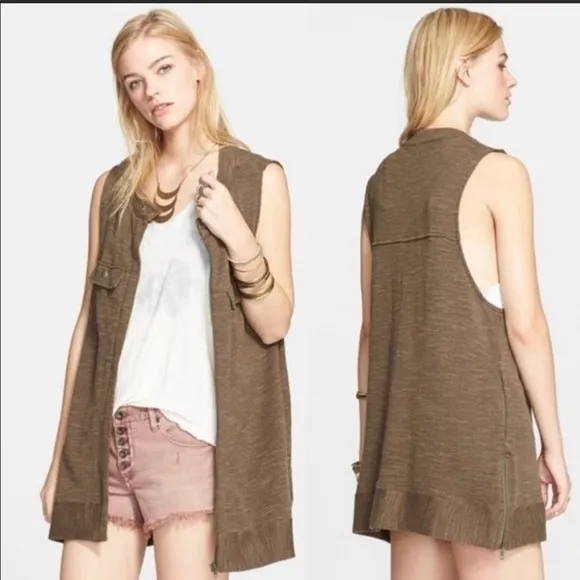 NWOT Free People Military Green Highway Vest Jacket size S