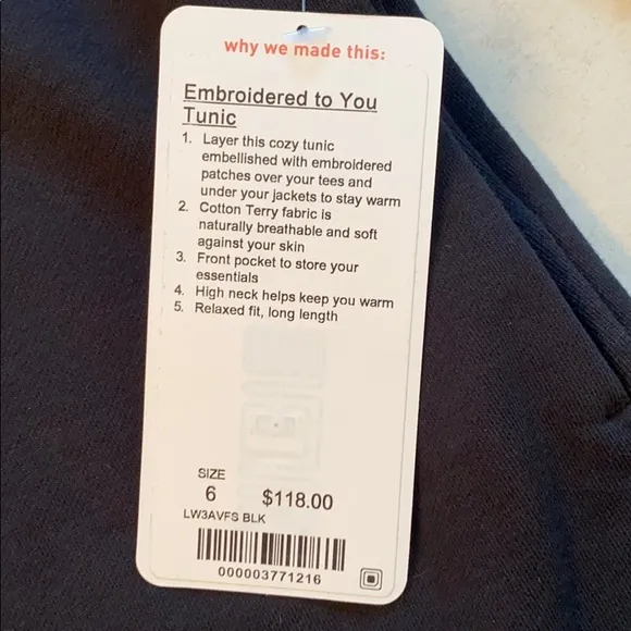 NWT Lululemon Embroidered to You Tunic size 6