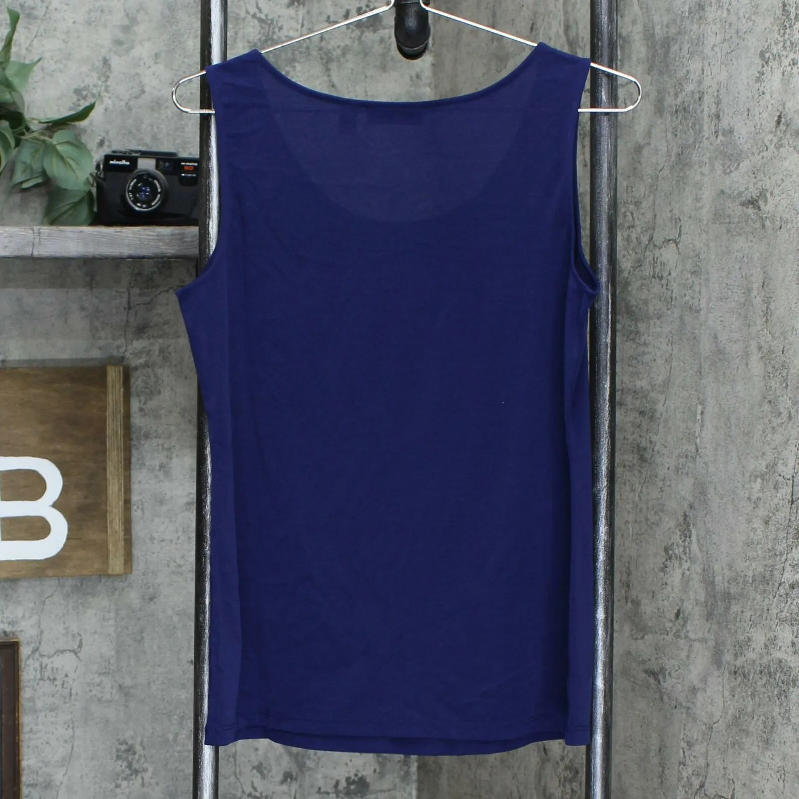 NWT Susan Graver Printed Crinkle Chiffon Peasant Tunic With Knit Tank. A351016 S