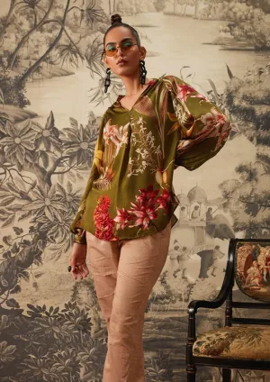 Olive green printed tunic