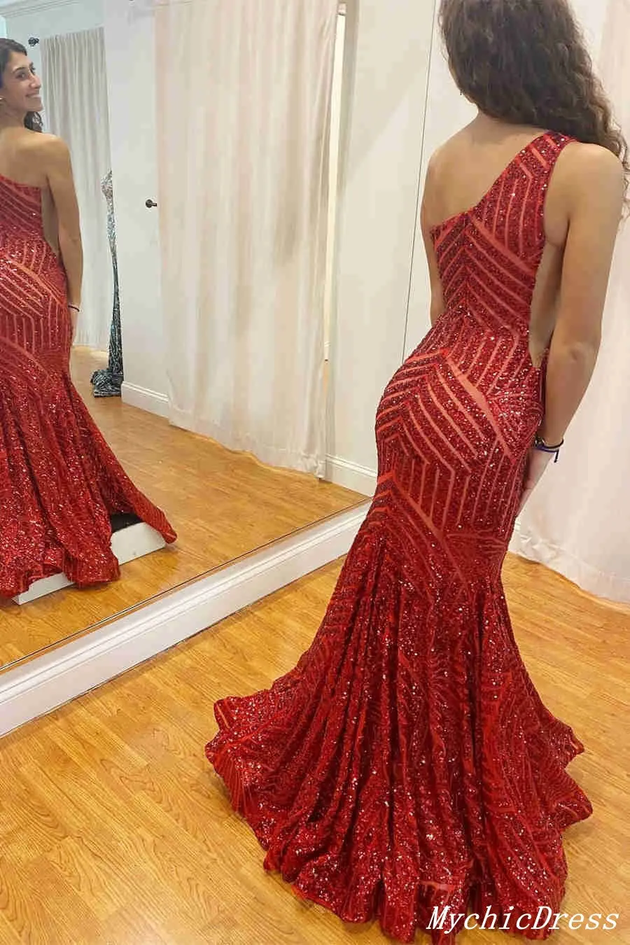 One Shoulder Sequin Prom Dresses 2024 Long Mermaid Evening Gown