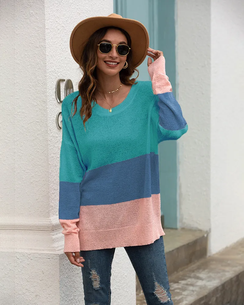 One Shoulder Striped Knit Cardigan
