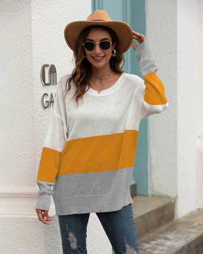 One Shoulder Striped Knit Cardigan