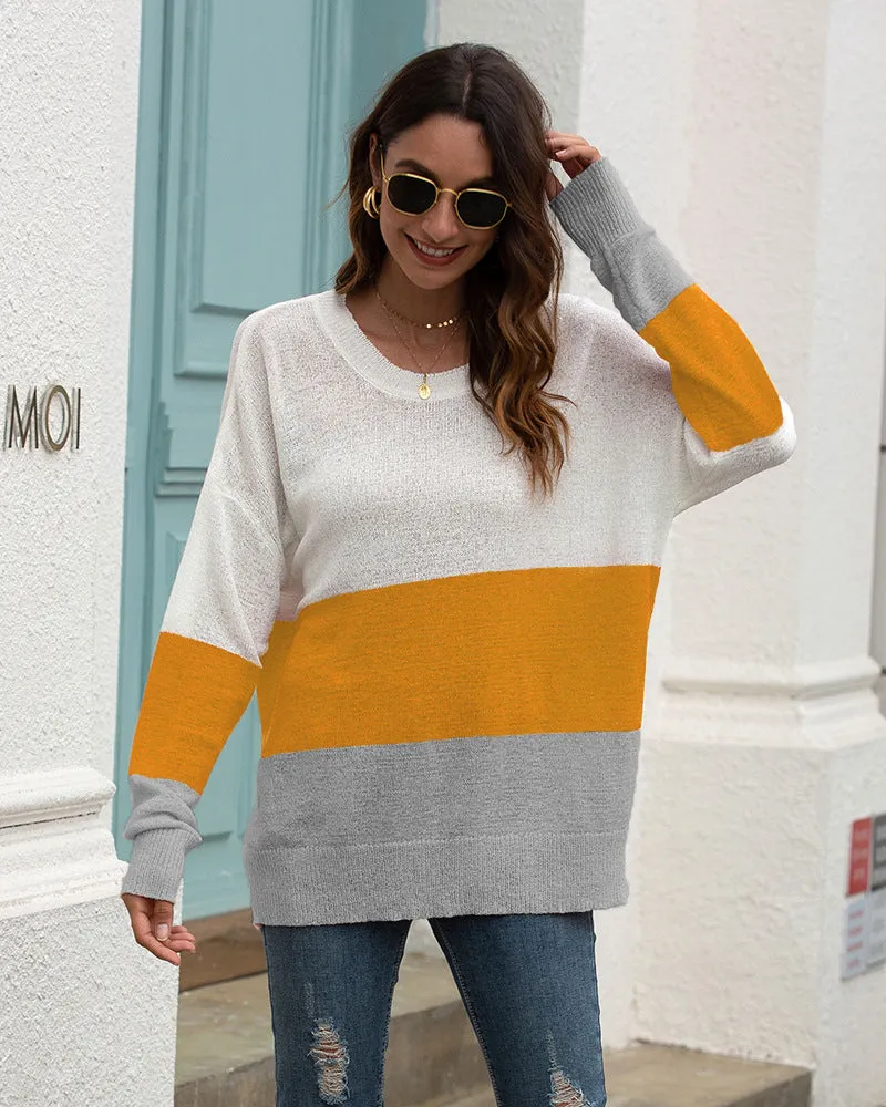 One Shoulder Striped Knit Cardigan