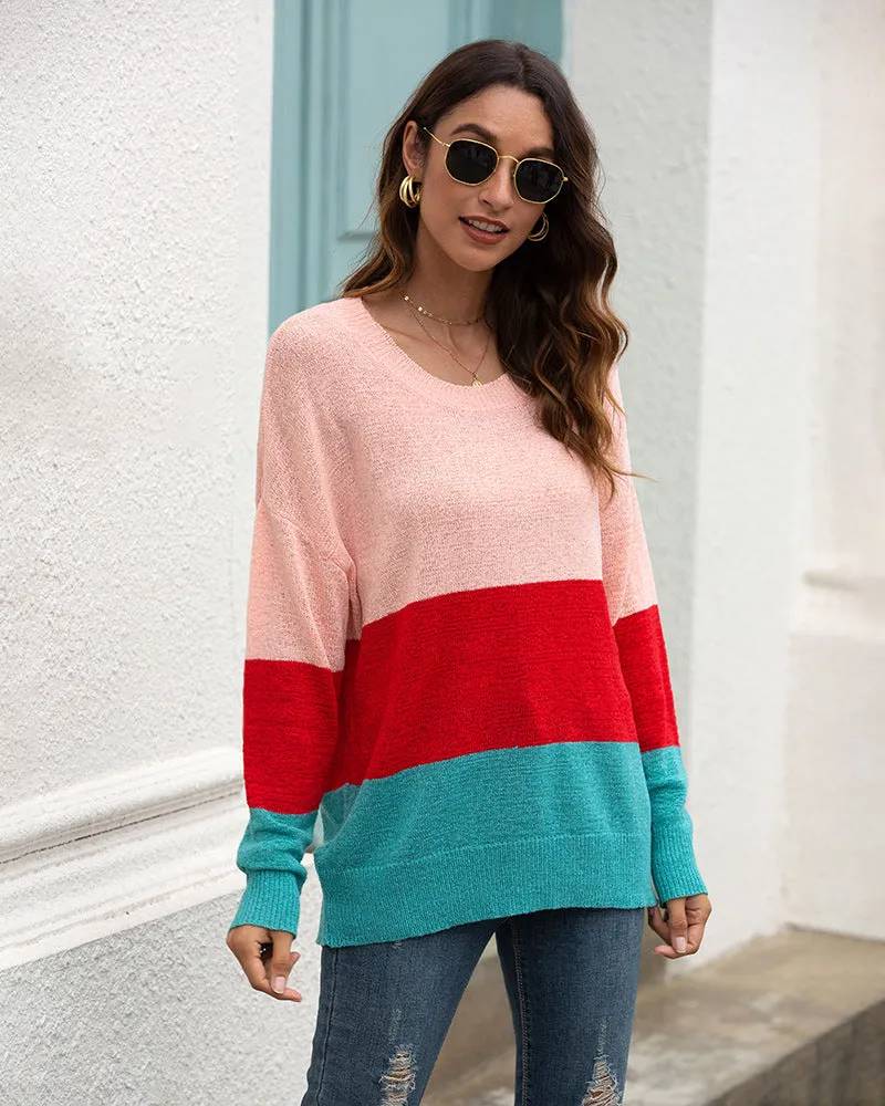 One Shoulder Striped Knit Cardigan
