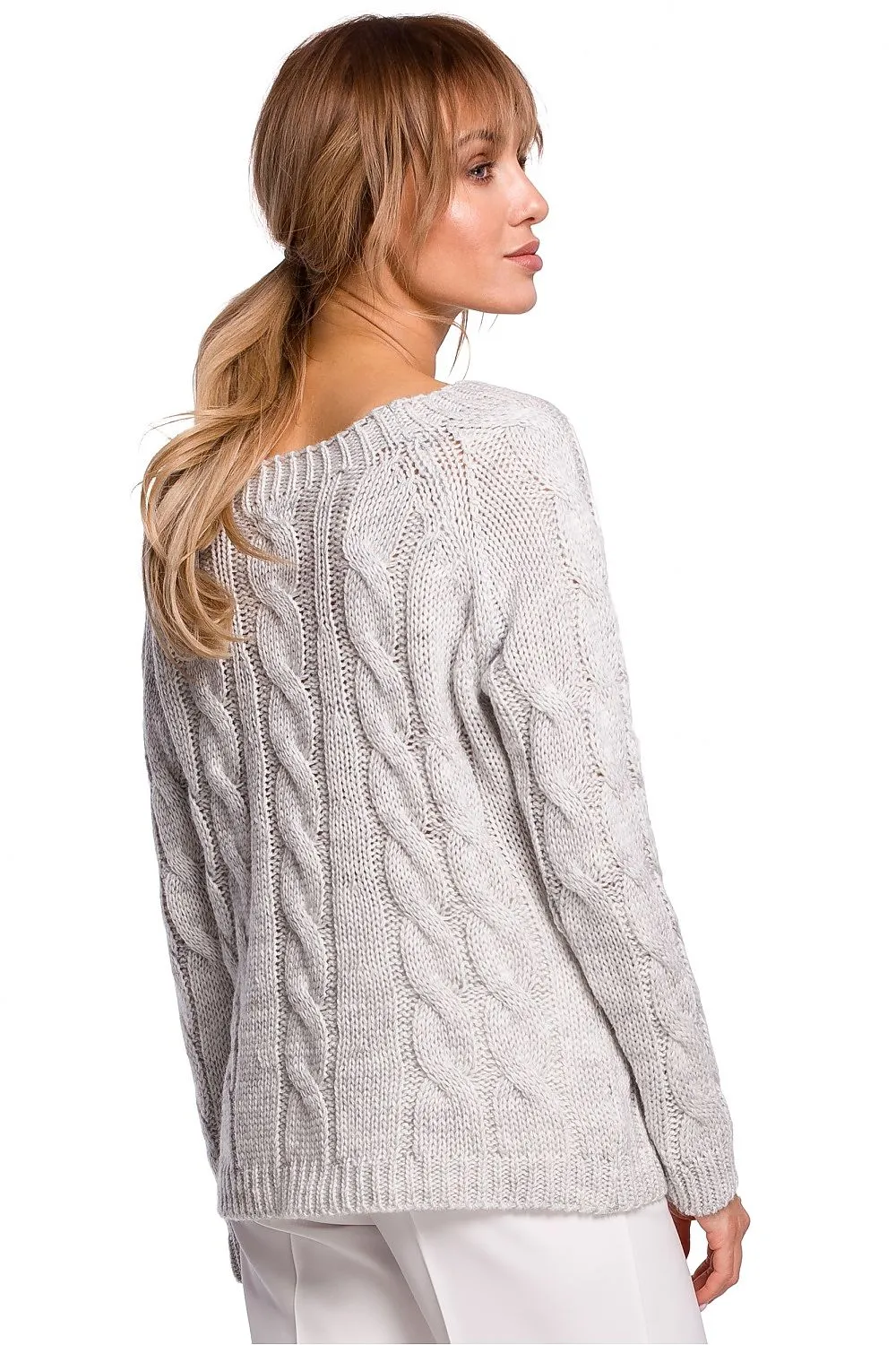Openwork Boat-Neck Fitted Sweater