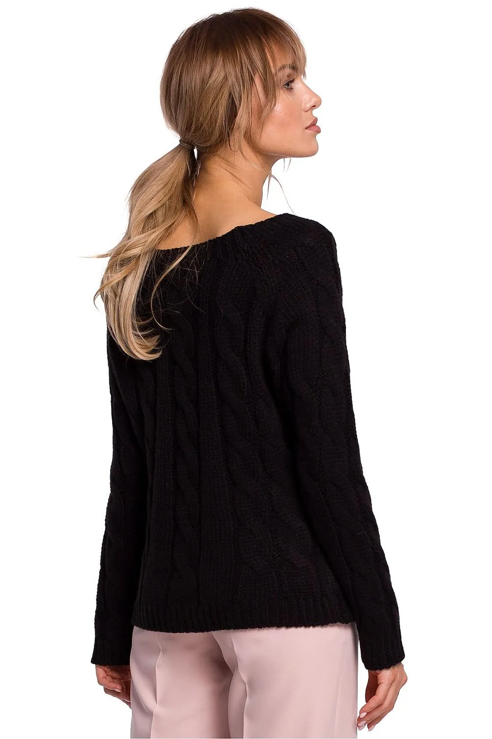 Openwork Boat-Neck Fitted Sweater