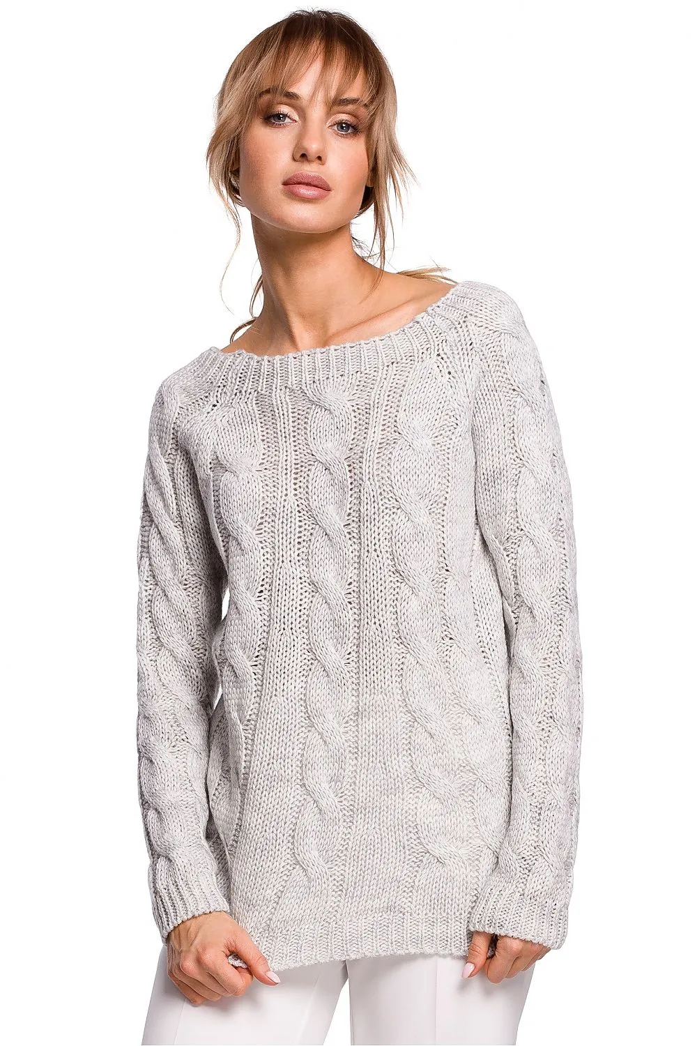 Openwork Boat-Neck Fitted Sweater