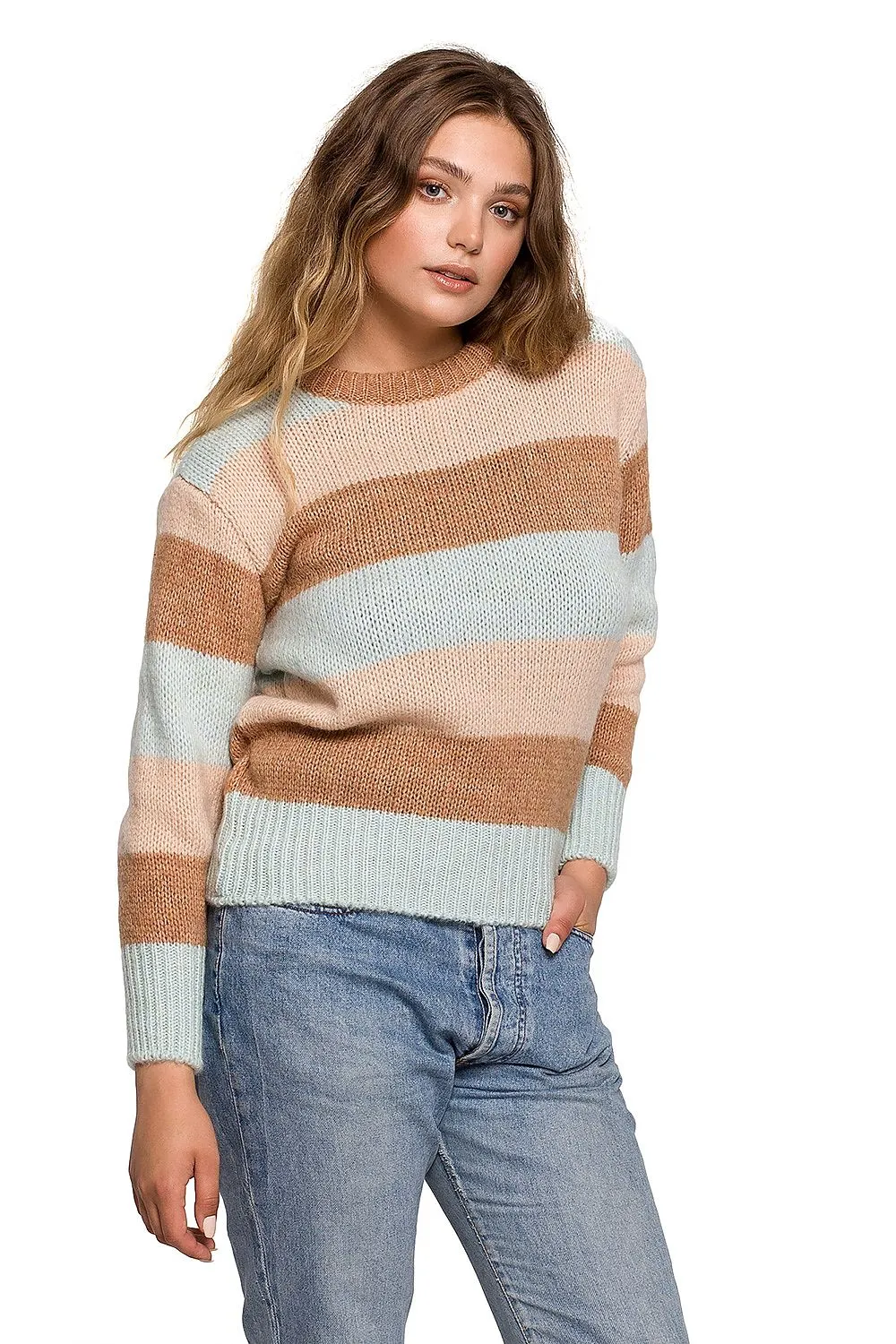 Opulent Colour-Block Knit Sweater