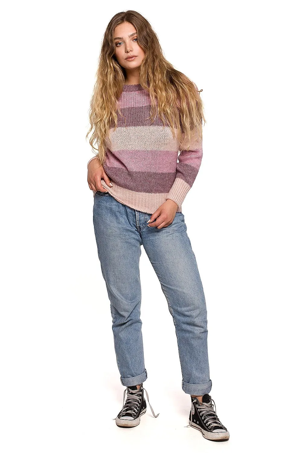 Opulent Colour-Block Knit Sweater