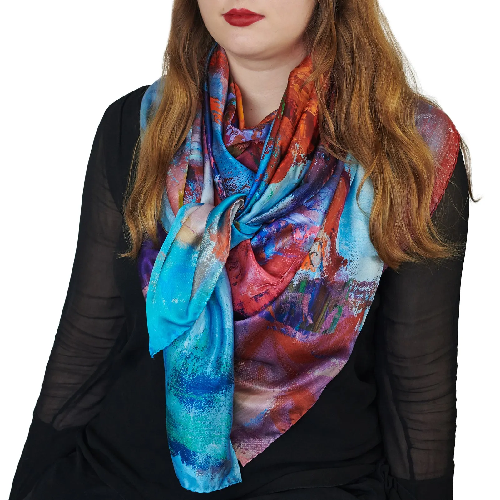 Orange Bouquet, 53-inch Square Italian Silk Scarf