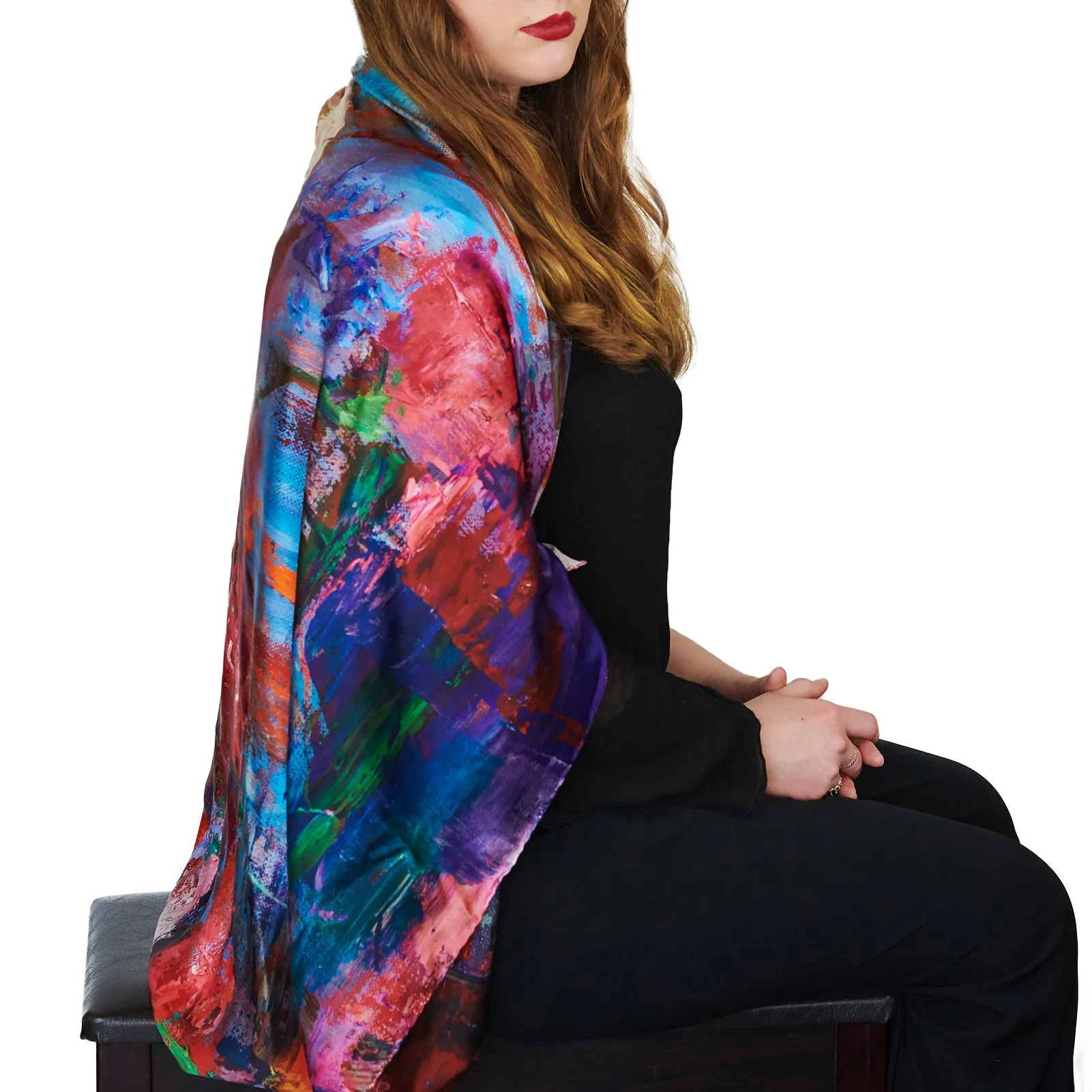 Orange Bouquet, 53-inch Square Italian Silk Scarf