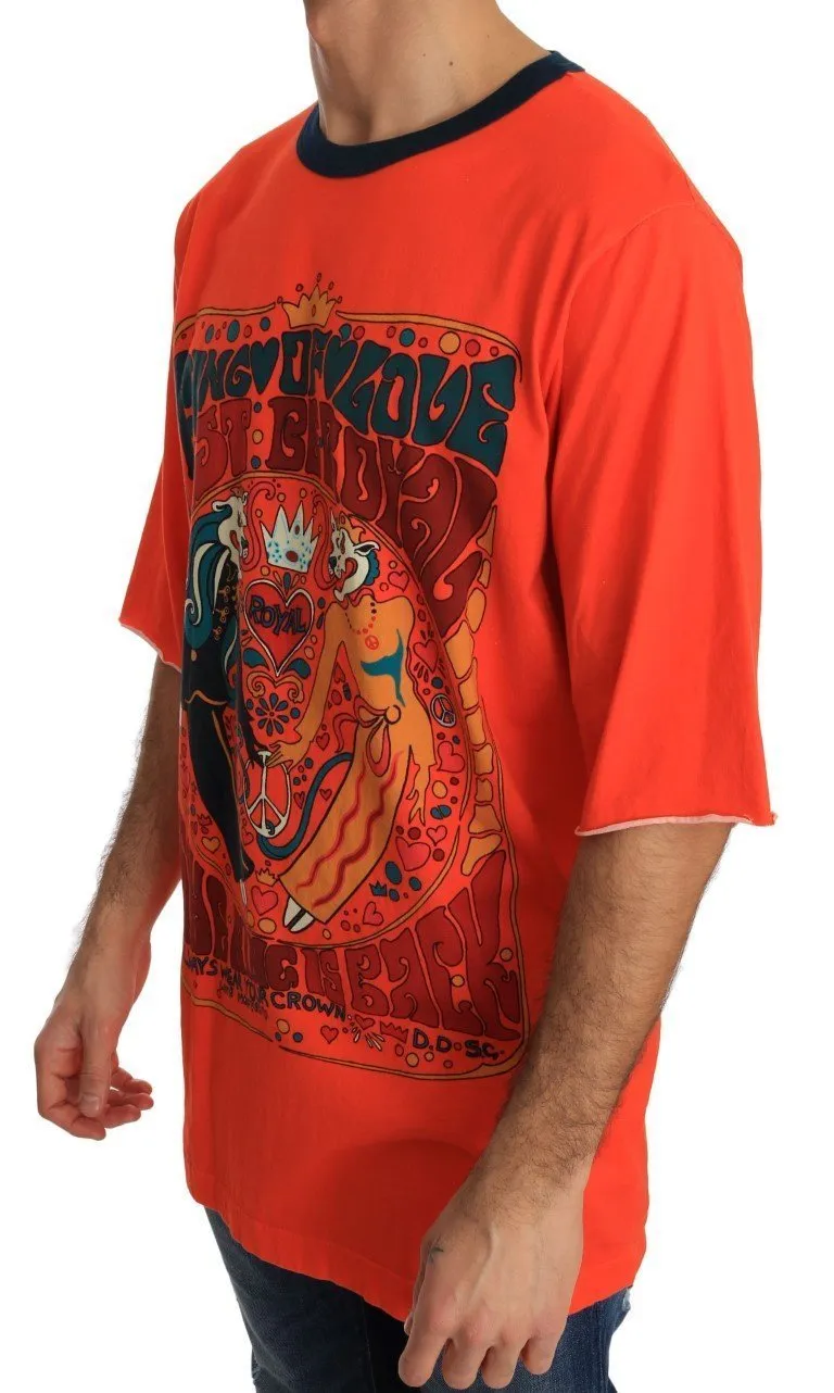 Orange Multicolor Cotton T-Shirt