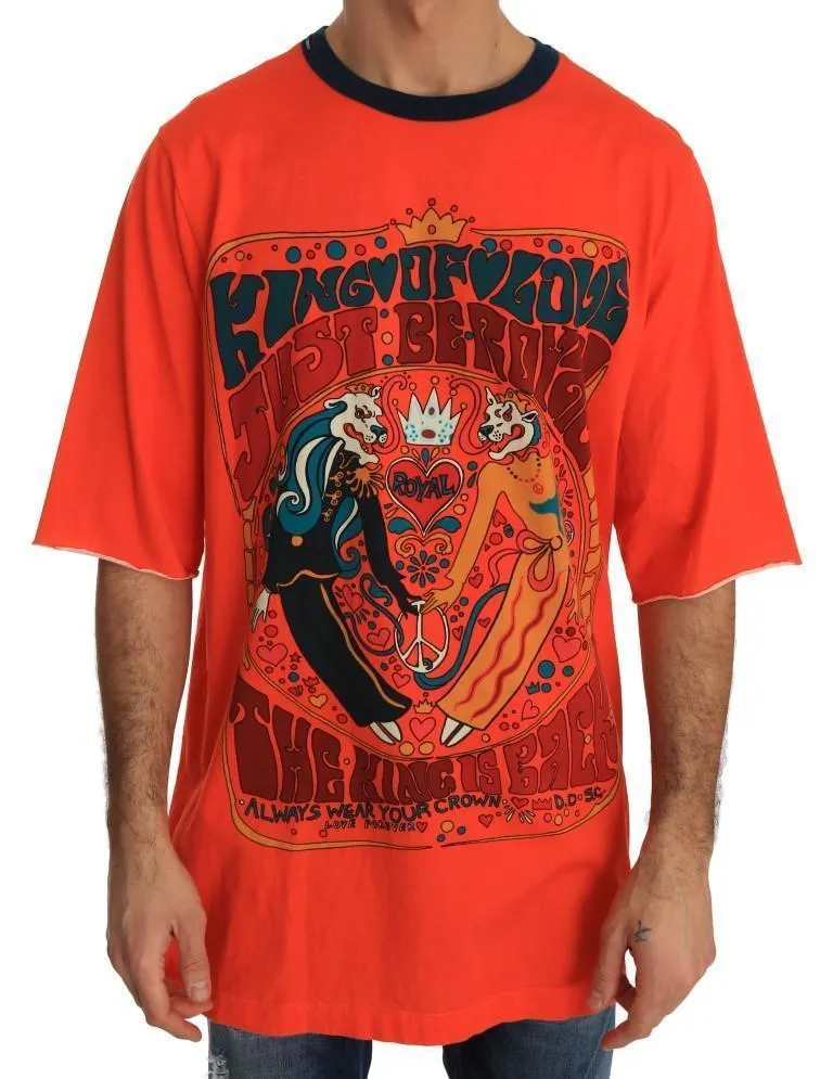 Orange Multicolor Cotton T-Shirt