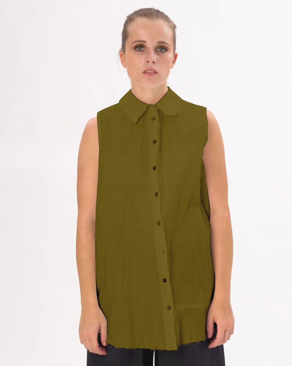 Organic Cotton Crinkled Sleeveless Tank