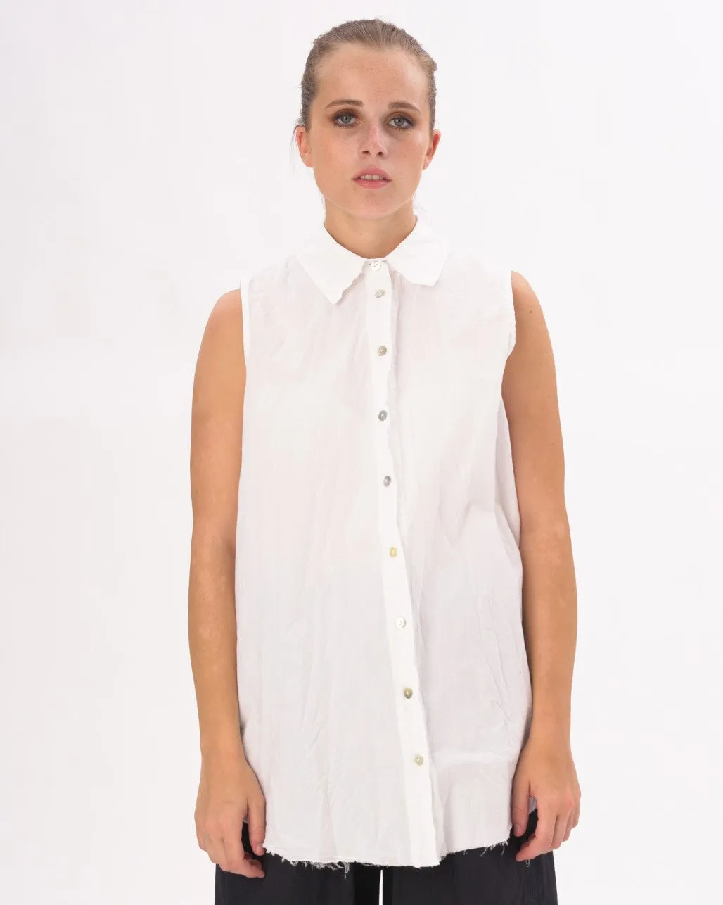 Organic Cotton Crinkled Sleeveless Tank