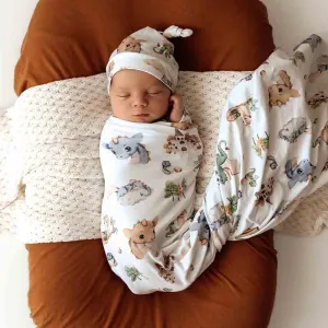 Organic Jersey Wrap & Beanie Set - Dragon
