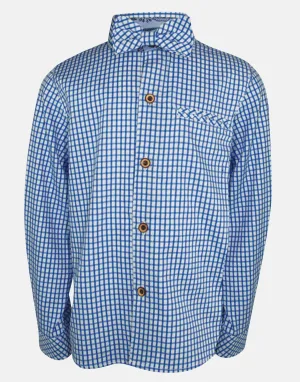 Otto: Sky blue check shirt & bowtie