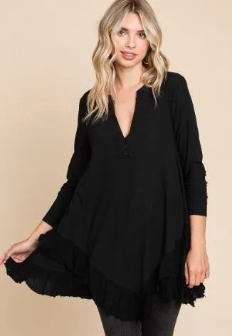 Oversized Frayed Top 2 Colors